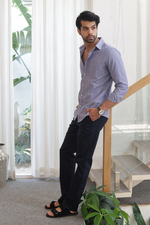 Navy Blue Regular Fit Mid Rise Cotton Chinos Pant