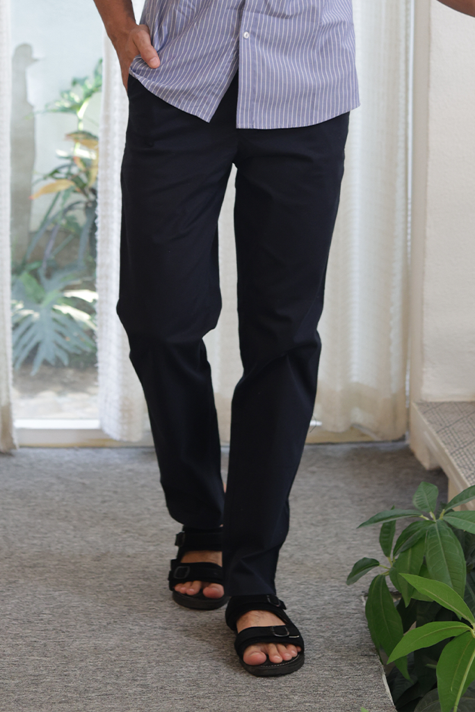 Navy Blue Regular Fit Mid Rise Cotton Chinos Pant