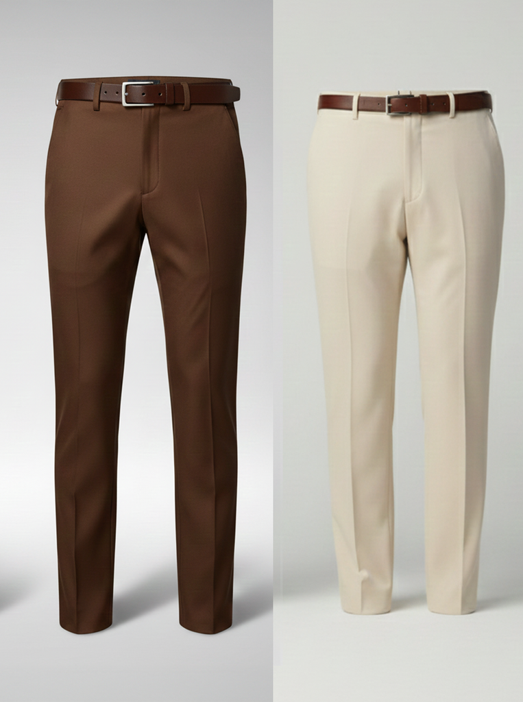 Cream And Dark Coffee Stretch Pant Combo