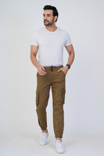 Men's Cotton Cargo Jogger Pants Olive Green