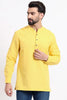 Yellow Airy Linen Short Kurtas for Men