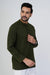 Olive Airy Linen Short Kurtas for Men