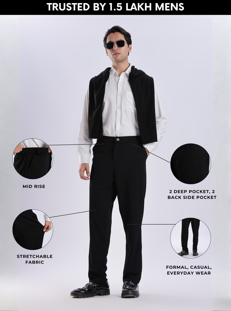 Black Everyday Stretch Pant for Men