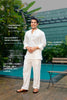 White Airy Linen Short Kurtas for Men