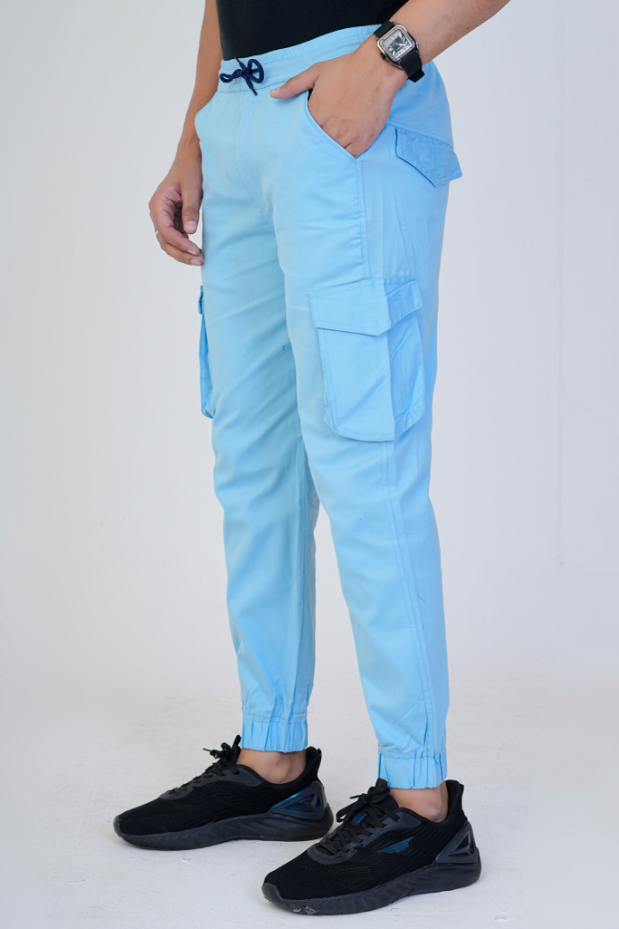Men's Cotton Cargo Jogger Pants Sky Blue
