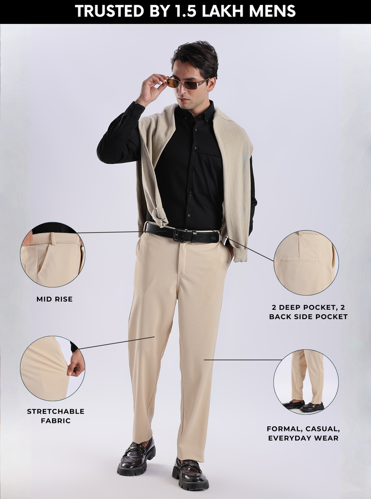 Cream Everyday Stretch Pant for Men