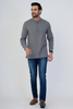 Grey Airy Linen Short Kurtas for Men