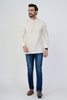 Ecru Airy Linen Short Kurtas for Men