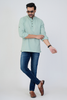 Mint Green Airy Linen Short Kurtas for Men