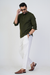 Olive Airy Linen Short Kurtas for Men