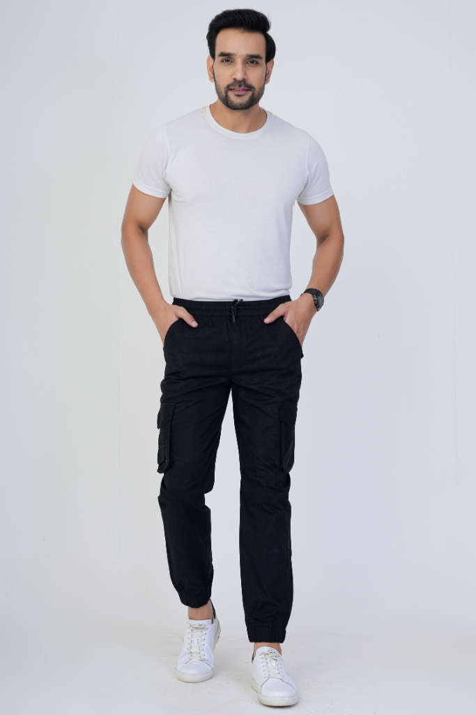 Men's Cotton Cargo Jogger Pants Navy Blue