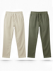 Beige and Olive Loose Fit Cotton Pants Combo
