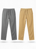 Grey and Khaki Loose Fit Cotton Pants Combo