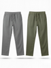 Grey and Olive Loose Fit Cotton Pants Combo