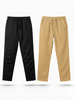 Black and Khaki Loose Fit Cotton Pants Combo