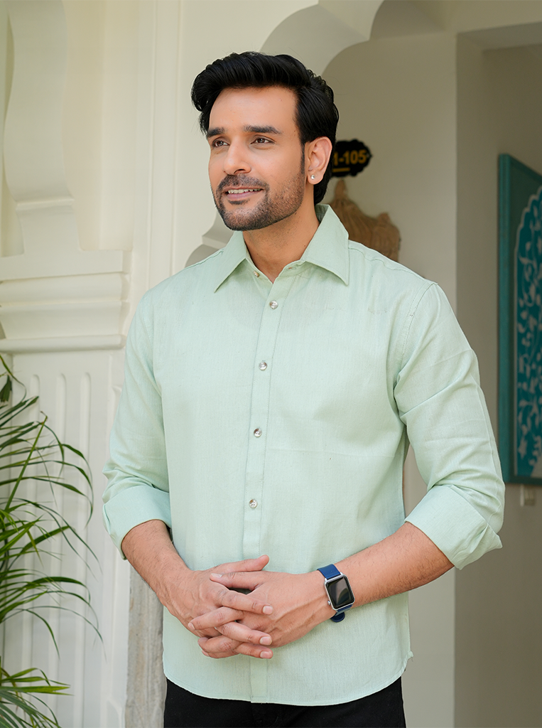 Mint Green Airy Linen Shirts for Men
