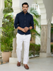 Navy Blue Airy Linen Shirts for Men