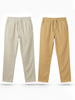 Beige and Khaki Loose Fit Cotton Pants Combo