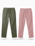 Olive and Rose Taupe Loose Fit Cotton Pants Combo
