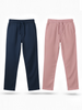 Navy Blue and Rose Taupe Loose Fit Cotton Pants Combo