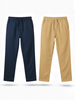 Navy Blue and Khaki Loose Fit Cotton Pants Combo