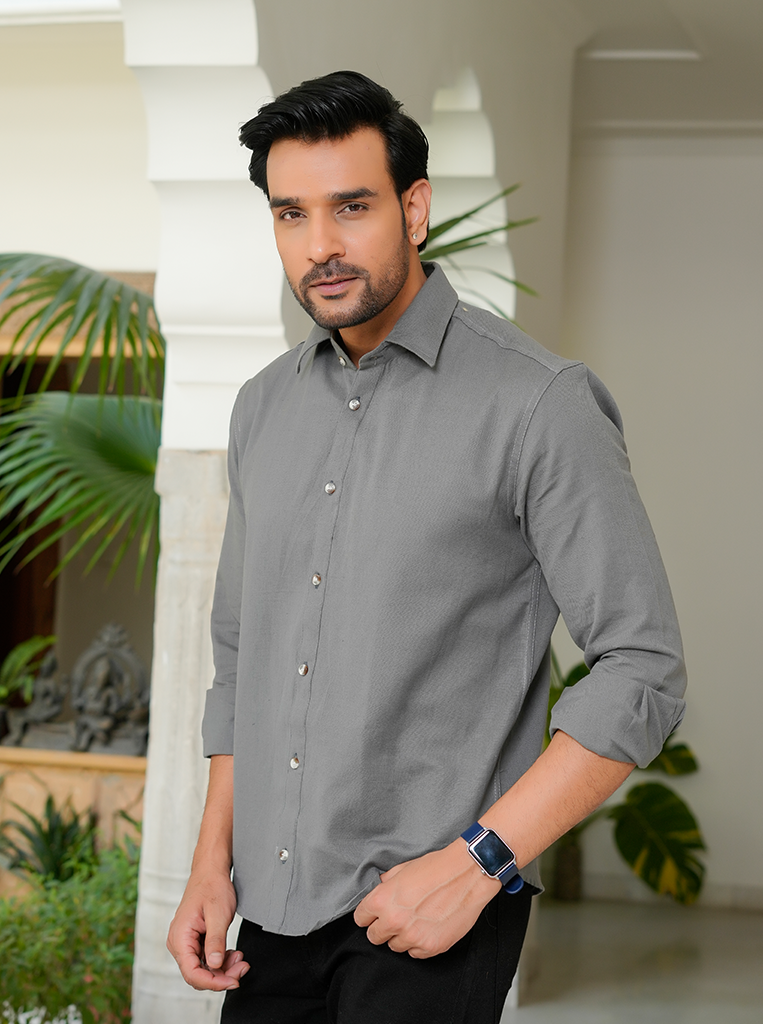Grey Airy Linen Shirts for Men