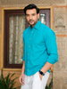 Turquoise Airy Linen Shirts for Men