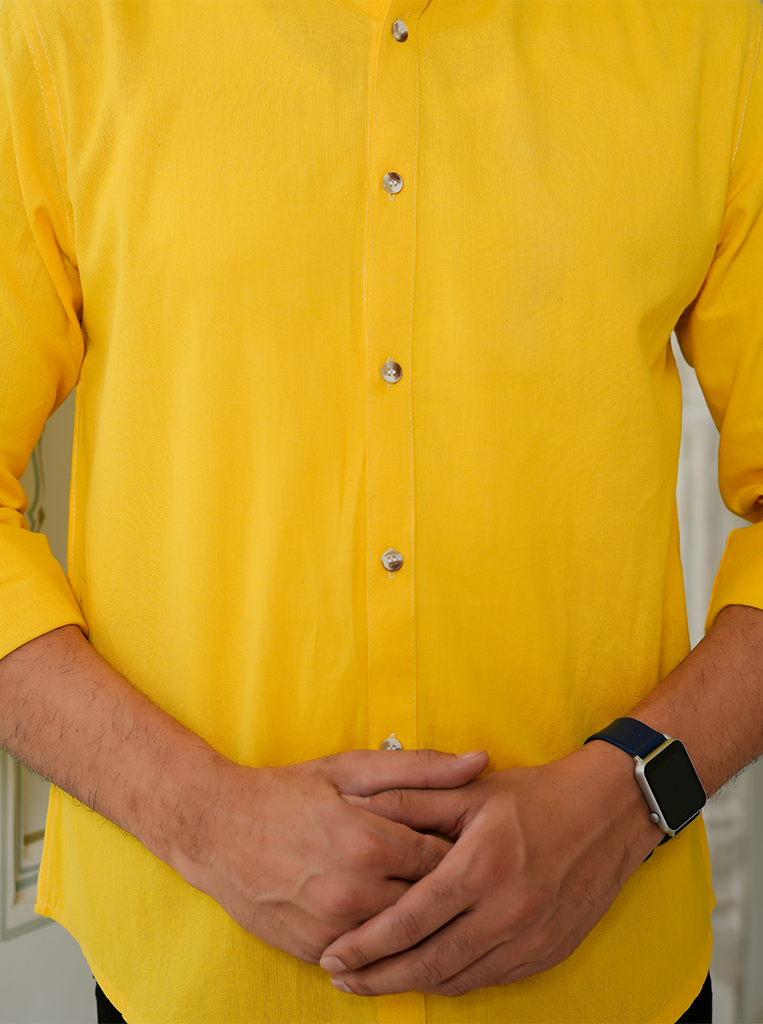Yellow Airy Linen Shirts for Men