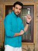 Turquoise Airy Linen Shirts for Men