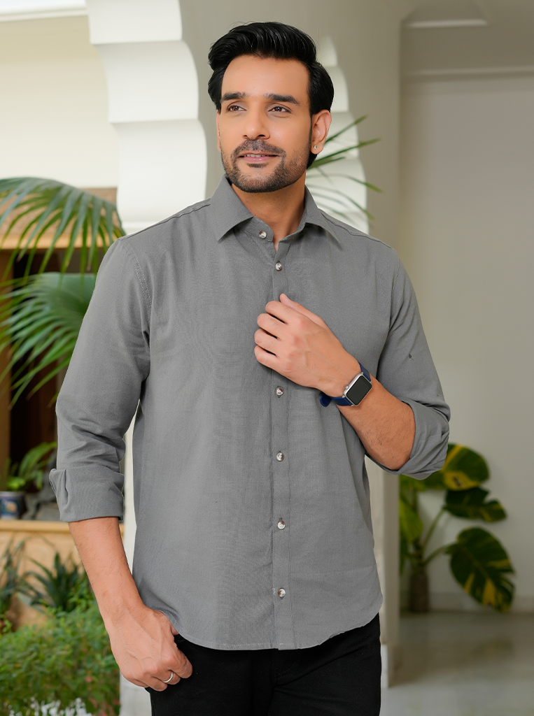 Grey Airy Linen Shirts for Men