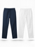 White and Navy Blue Loose Fit Cotton Pants Combo