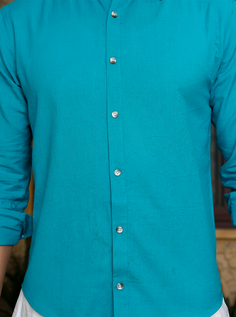 Turquoise Airy Linen Shirts for Men