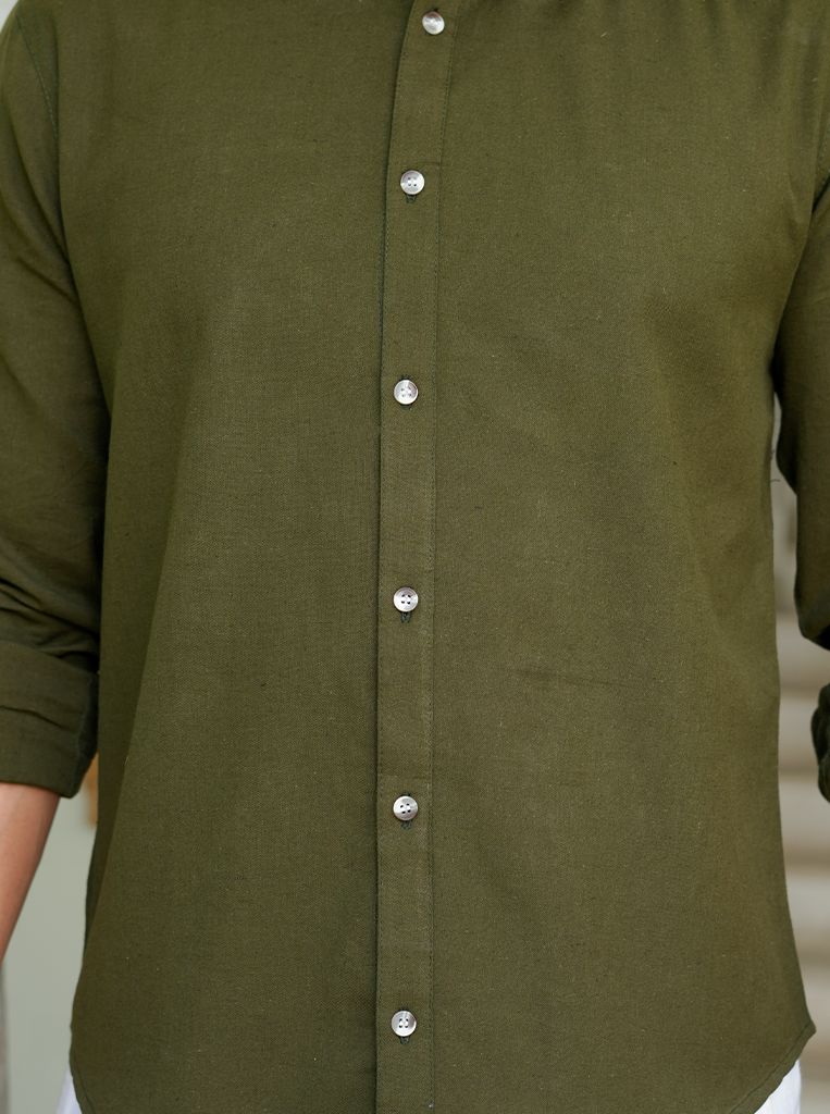 Olive Airy Linen Shirts for Men