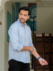 Sky Blue Airy Linen Shirts for Men