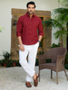 Deep-Red Airy Linen Shirts for Men