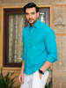 Turquoise Airy Linen Shirts for Men