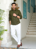 Olive Airy Linen Shirts for Men