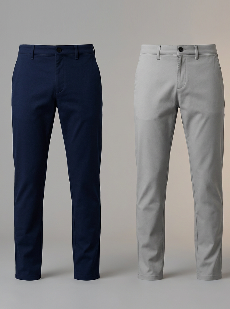 Light Grey and Navy Blue Chinos Pants Combo