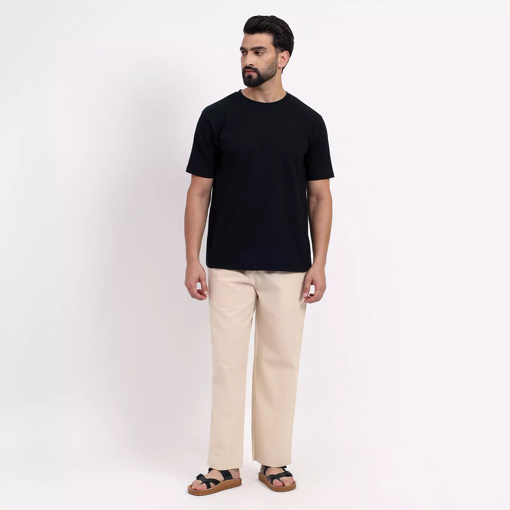 Beige Men's Loose Fit Cotton Pyjama