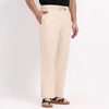 Beige Men's Loose Fit Cotton Pyjama