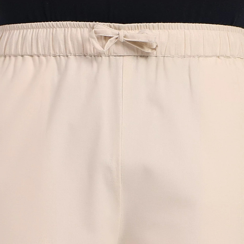 Beige Men's Loose Fit Cotton Pyjama