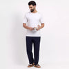 Navy Blue Men's Loose Fit Cotton Pant