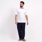 Navy Blue Men's Loose Fit Cotton Pant