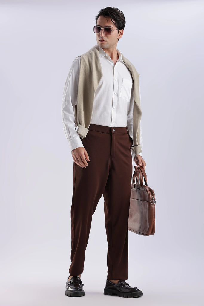 Dark Coffee Peanut Stretchable Trouser for Men