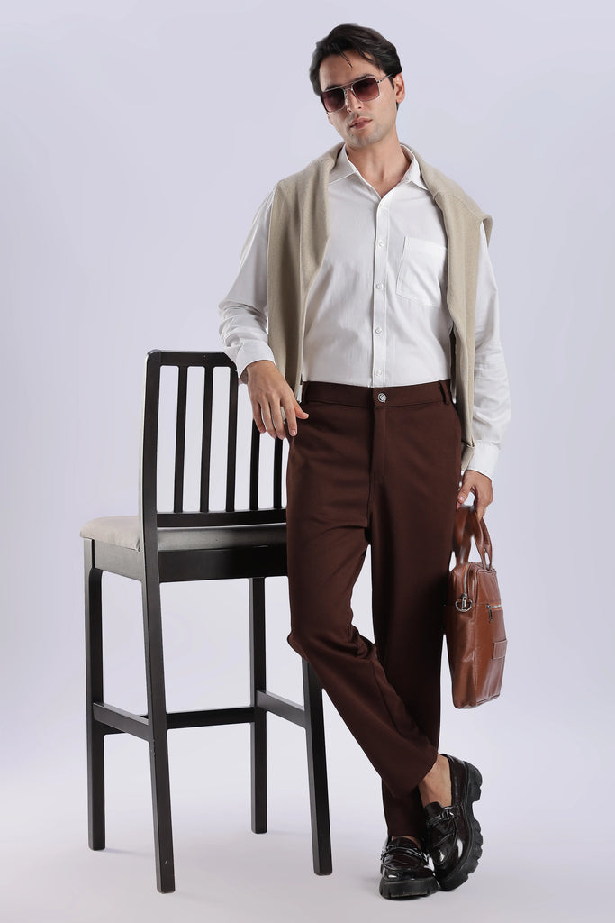 Dark Coffee Peanut Stretchable Trouser for Men