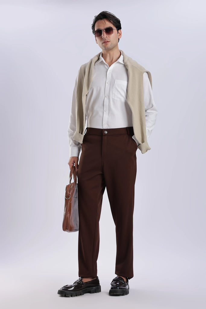 Dark Coffee Peanut Stretchable Trouser for Men