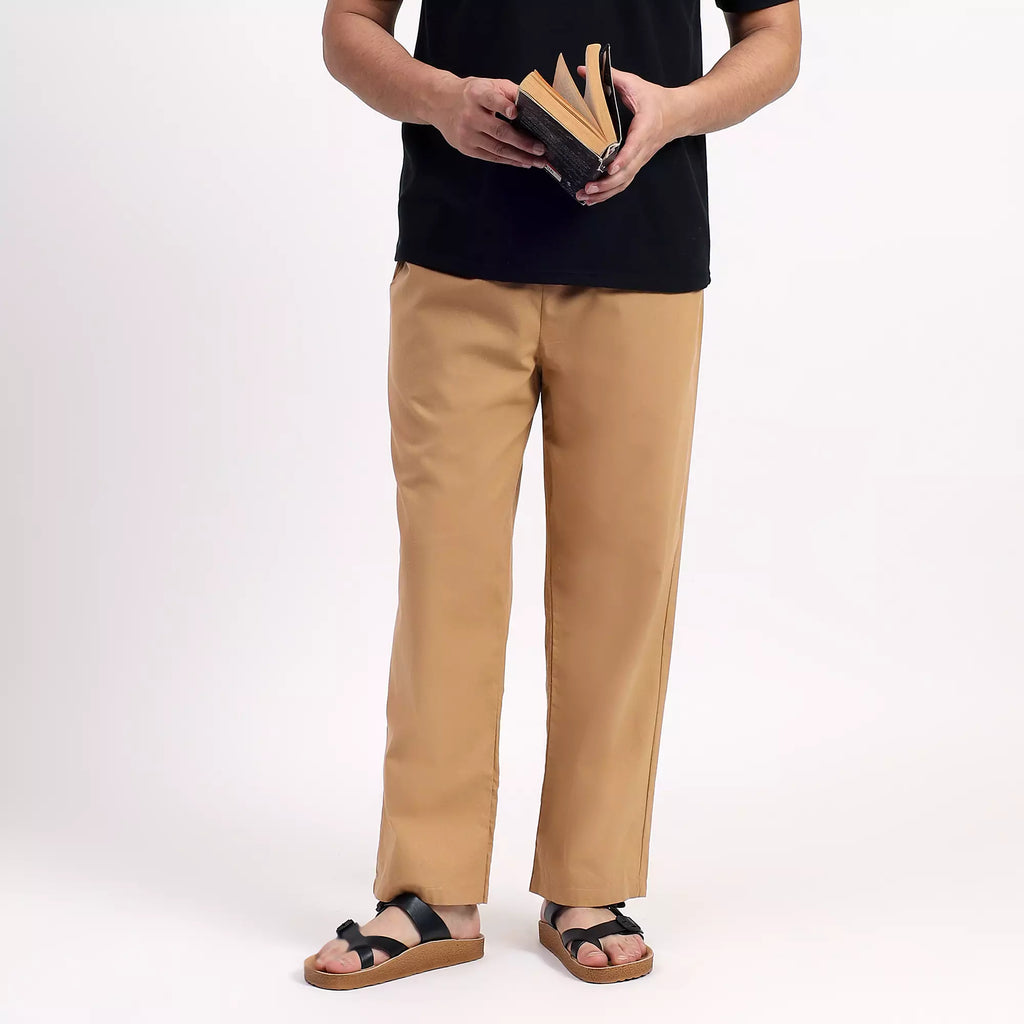 Khaki Men's Loose Fit Cotton Pant