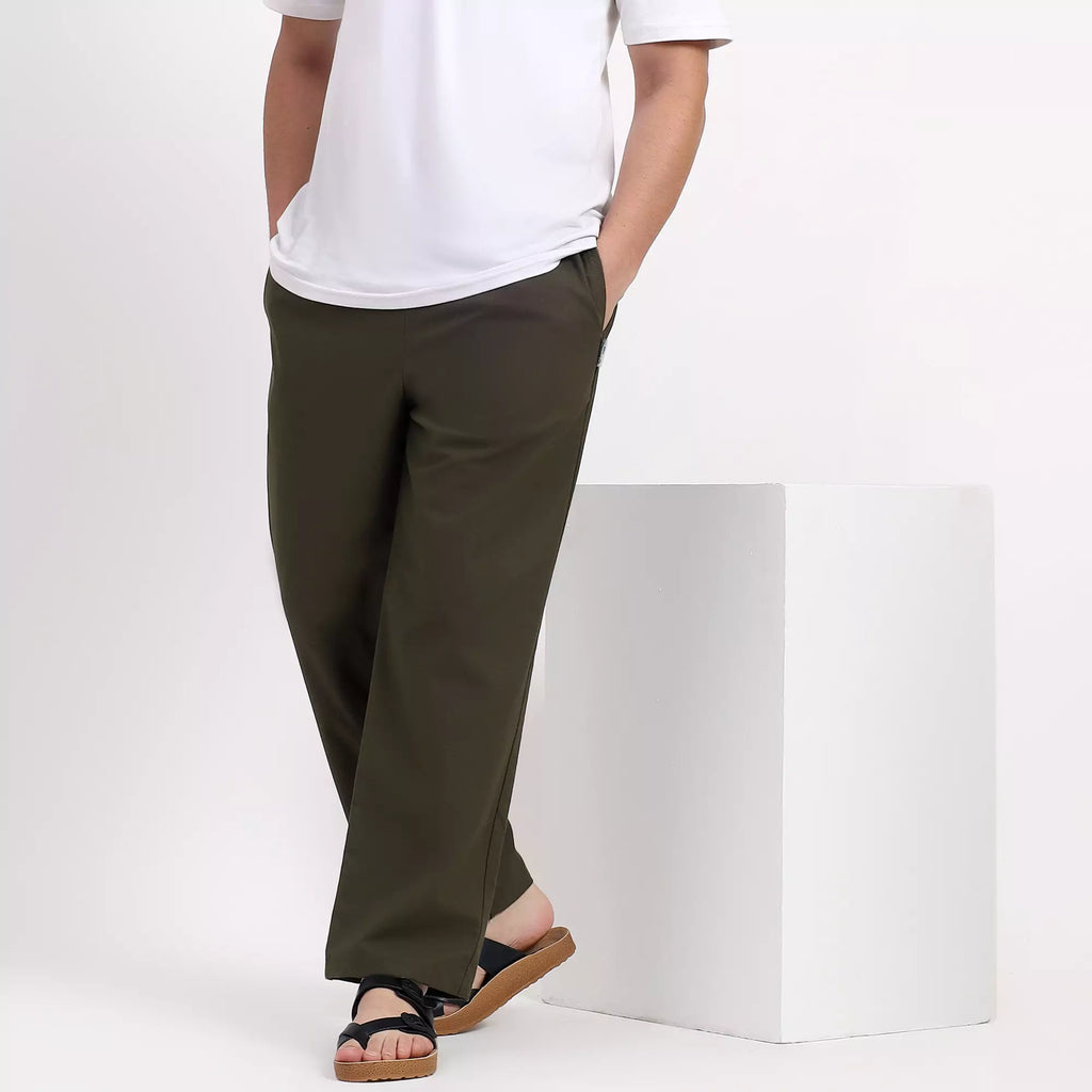 Olive Men's Loose Fit Cotton Pant