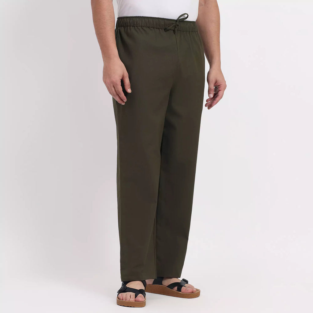 Olive Men's Loose Fit Cotton Pant