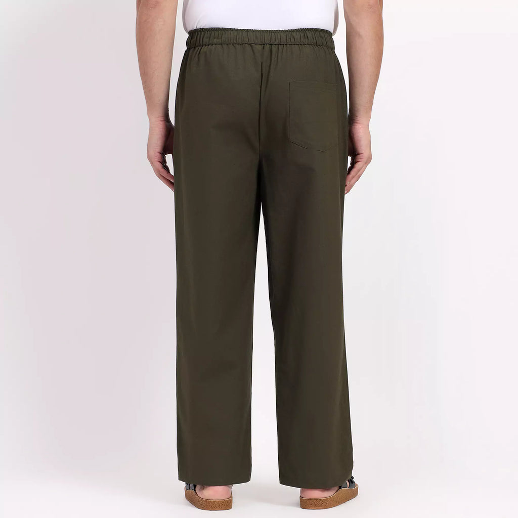 Olive Men's Loose Fit Cotton Pant